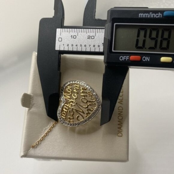 VTG Mom Diamond Accent Necklace 18k Yellow Gold Plate Heart Pendant 18" NOS Love - Picture 6 of 6